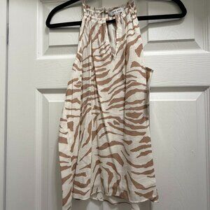 Nine West Brown Zebra Print Tank Blouse Size S NWT